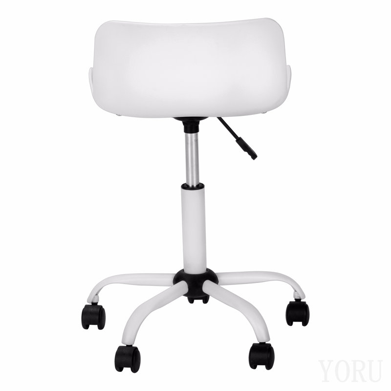 Chaise de bureau, hauteur réglable, pivotante, ergonomique, bureau d'ordinateur, travail, juvénile, aspect cuir blanc, métal blanc, contemporain, moderne