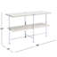 Table demi-lune avec éléments en chêne blanc, profondeur 122 cm, poids 18 kg, montage facile, tablette fixe en bois, largeur 41 cm, structure en métal, compartiment ouvert