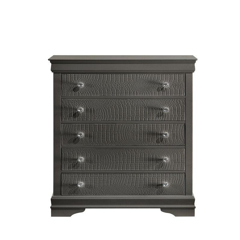 Commode 5 tiroirs de style moderne en bois , Brun
