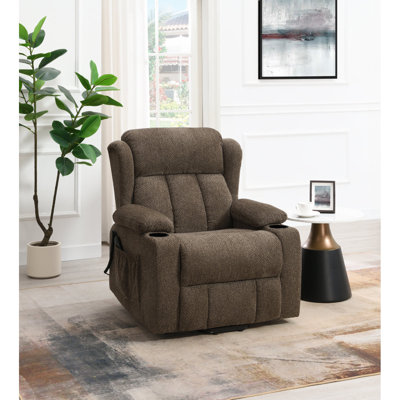 Fauteuil inclinable électrique en lin brun Lusio