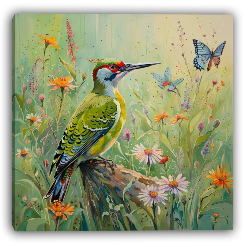 Art mural sur toile Woodpecker, H 20 po x l 20 po