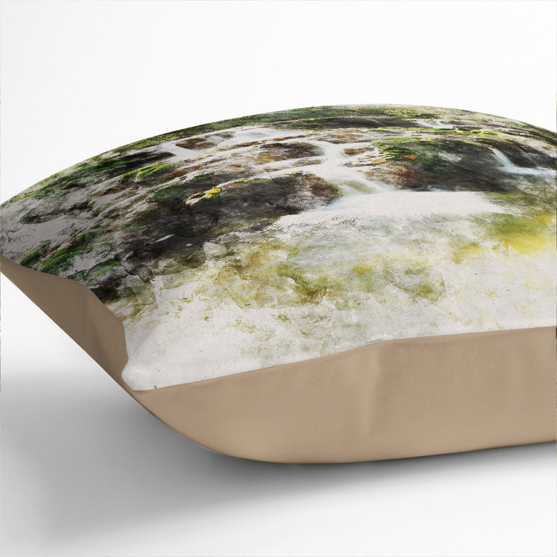 Forest Stream Vol.2 Square Throw Cushion, Stone, 40cm H x 40cm W x 15cm D