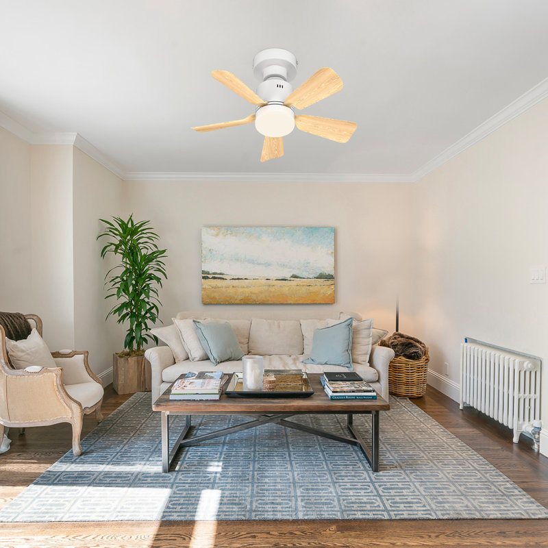 Skylan 45cm 5 - Blade E27 Socket Ceiling Fan with LED Light and Remote, White