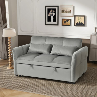 Lit escamotable 3-en-1 avec dossier inclinable et coussins en velours. Convient aux salons, chambres à coucher, appartements et petits espaces (gris foncé)