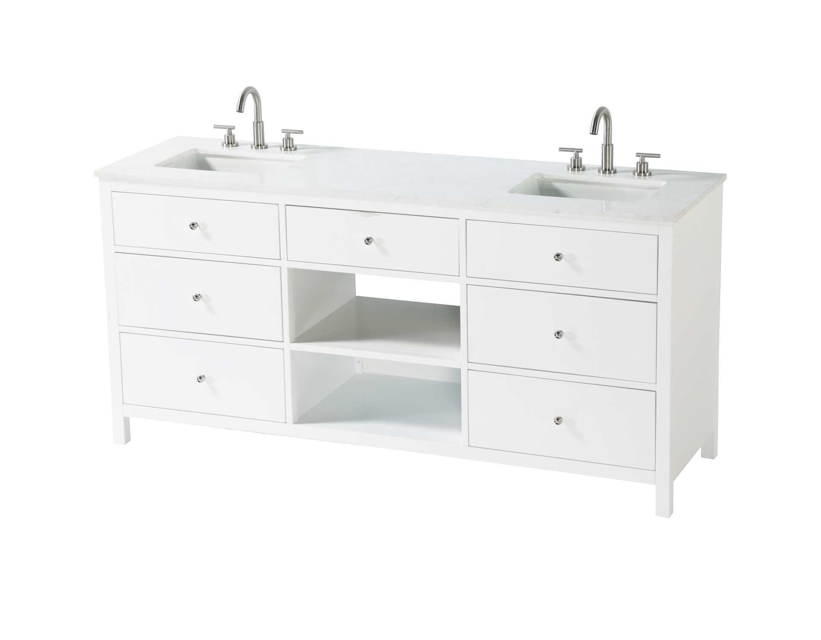 Double Bathroom Vanity, White/Chrome, 72"