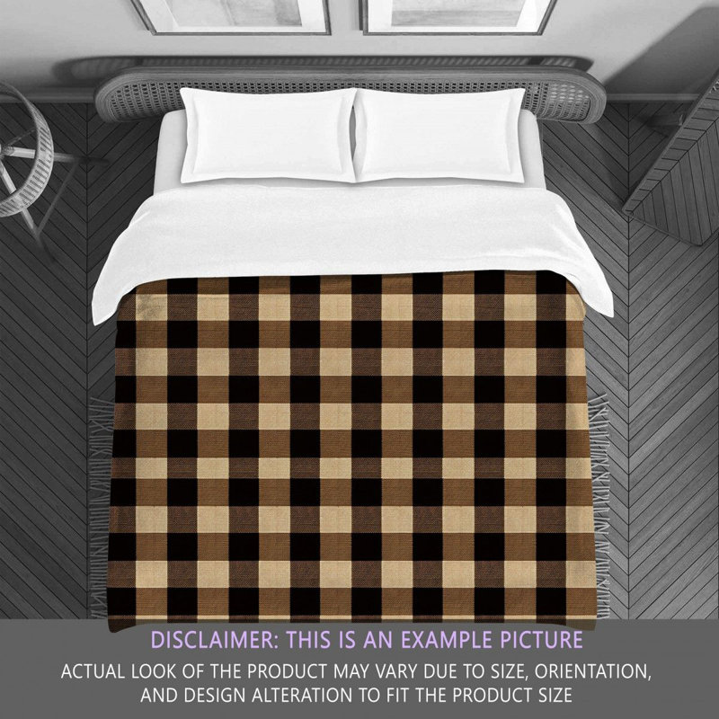 Gingham Comforter, Twin Comforter, Black/Brown