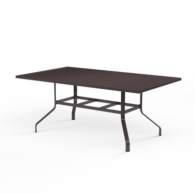 La Jolla Rectangular Metal Outdoor Dining Table With Umbrella Hole , 72'' in. W 42'' in. D