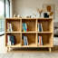 Étagère de rangement en bois de pin massif à 6 cubes - Bibliothèque ouverte sur 2 niveaux et rangement pour casiers, finition naturelle