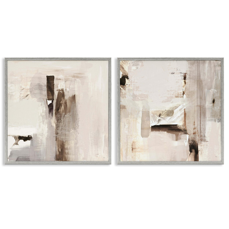  «Neutral Forms on Beige», ensemble de 2 estampes numériques par Susan Jill, H 24 po x l 24 po, Estampe numérique Farmhouse