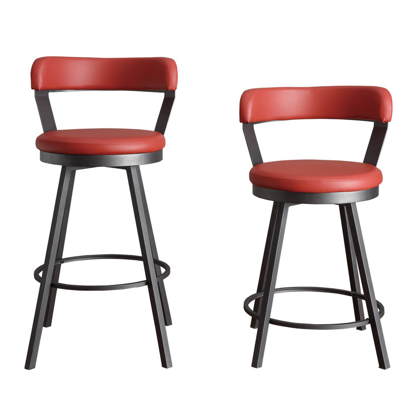 Laub Swivel Upholstered Counter Stool, Red, Bar Stool (30" Seat Height)