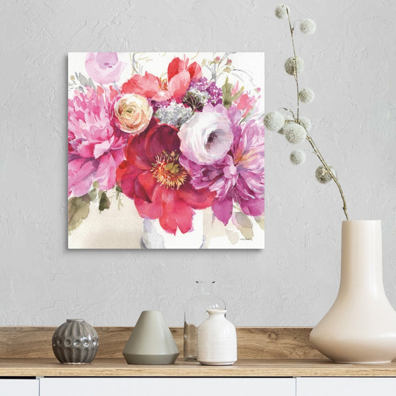 Visiblement rose 01 carré par Lisa Audit - reproduction d'art, Toile tendue, H 16 po x l 16 po x P 1,25 po