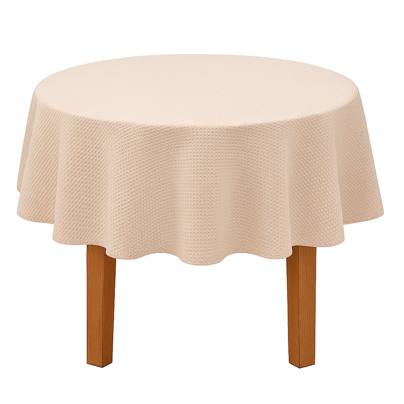 Waffle Weave Solid Color Tablecloth Round, Round 72", Natural