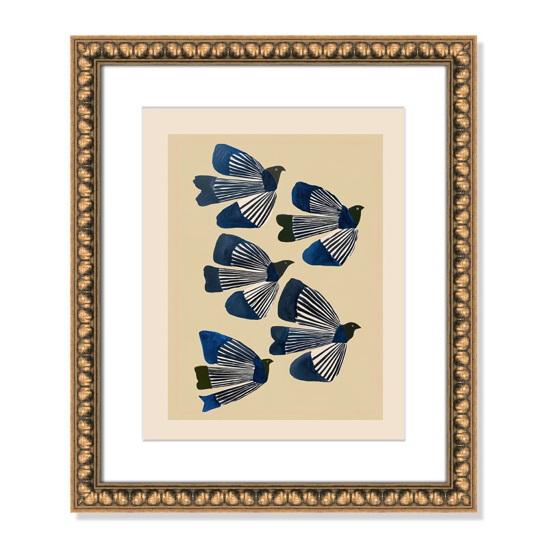 Imprimé indigo par ville, 17'' W x 20'' H, Matted Print, Perles de feuilles dorées