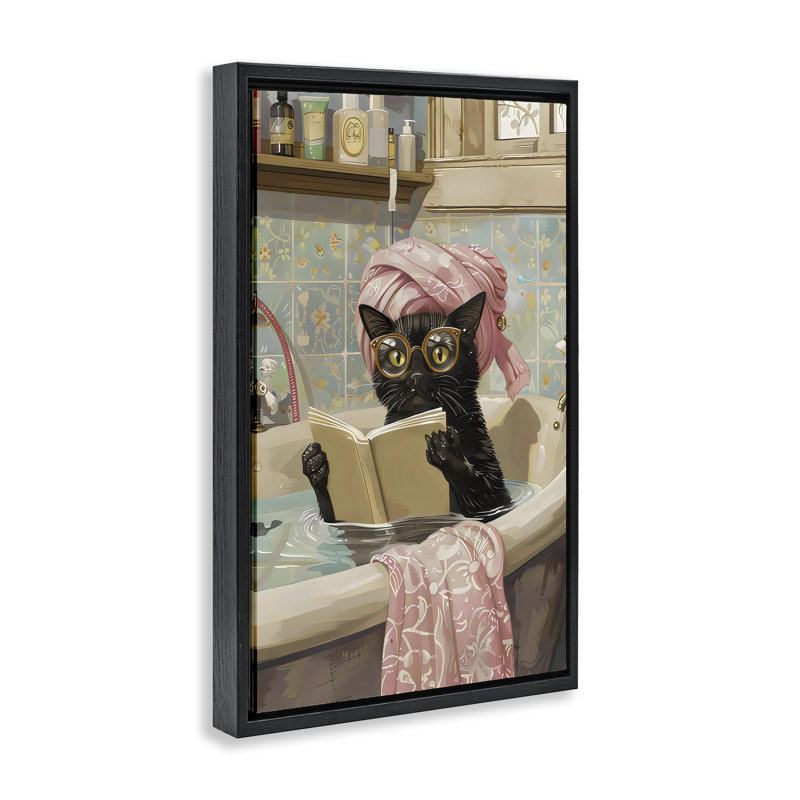 Cadre flottant pour lecture de baignoire Kitty Care, design par LSR Design Studio, Cadre flottant noir de jais