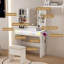 Table de coiffeuse avec miroir à DEL, 3 modes d'éclairage, support pour sèche-cheveux et 2 lumières de maquillage pour la chambre, grands tiroirs, décoration de chambre à coucher, blanc