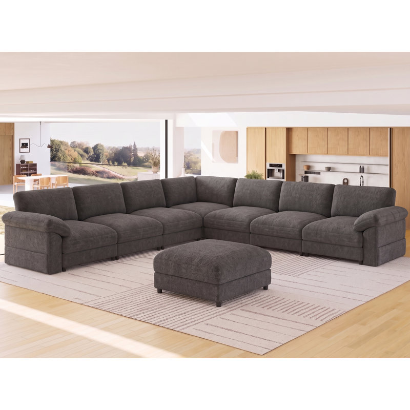 Upholstered 57.4 " Chenille Sectional, 2-Seat, Dark Gray