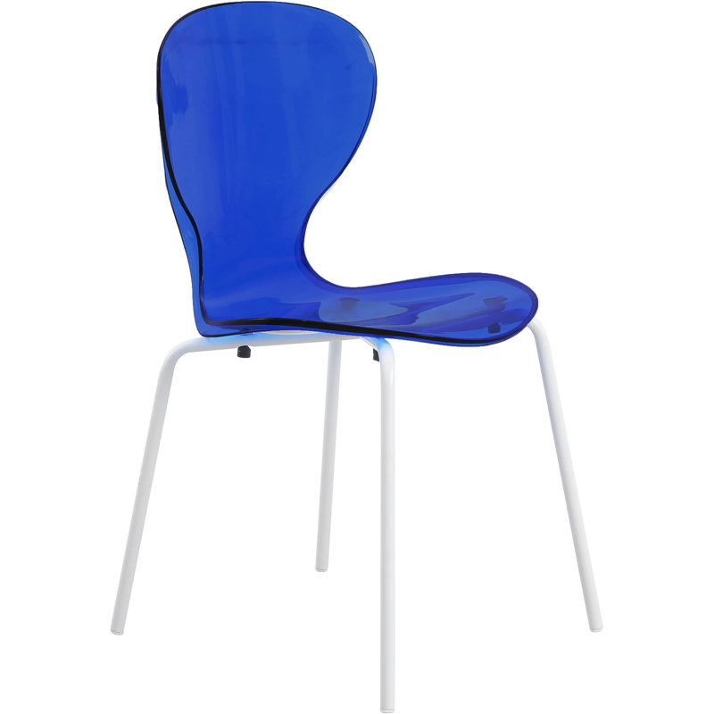 Chaise de salle à manger avec dossier incurvé Edenfield, Bleu transparent