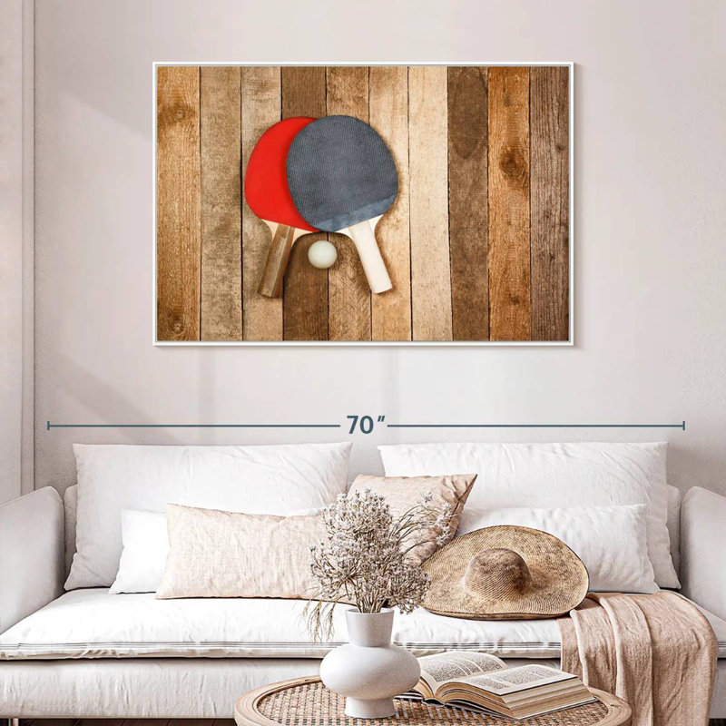 Ping-pong en bois, 46 po x 31 po, Cadre flottant blanc