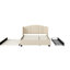 Grand lit plateforme tapissier avec tête de lit à oreilles, 2 tiroirs, lit gigogne, sans sommier, tête de lit en lin beige, grand lit, tissu simple-130429209