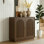 Buffet moderne avec rangement, buffet d'appoint cannelé avec tablettes réglables et portes arquées, crédence modulaire pour bar de cuisine, entrée de salon de cuisine, brun