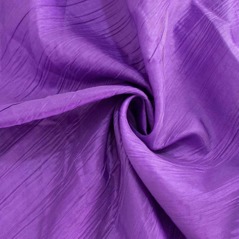 72"X72" Peacock Teal Accordion Crinkle Taffeta Table Overlay, Square Tablecloth Topper, Purple