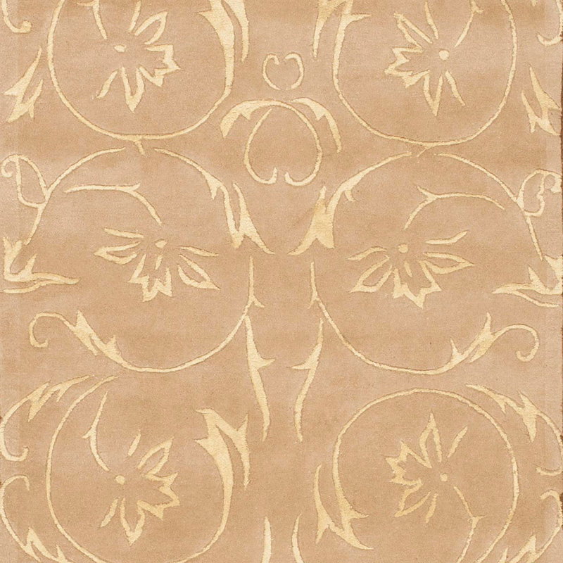 French Tapis Hand Tufted Silk And Wool Floral Rug, Round 4' x 4'