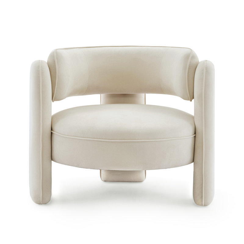 Fauteuil d'appoint confortable de style moderne du milieu du siècle, en cuir bouclé rembourré avec accoudoirs ergonomiques, idéal pour le salon, la chambre, le bureau ou un appartement, blanc cassé