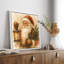 Décoration murale classique de père Noël avec lanterne et branche de pin - impression sur toile encadrée-454653167-454653075