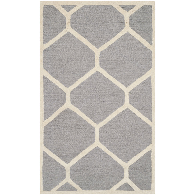 Deedgra Hand Tufted Wool Geometric Rug, Rectangle 5' x 8'