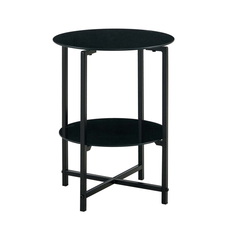 Ixchell Glass Top End Table, Black