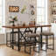Counter Height Bar Table, 62.99" Long Pub Bar Table With Metal Footrest For Dining Kitchen Breakfast-377625319