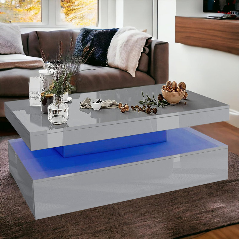 Barreau Pedestal Coffee Table with Storage, Grey
