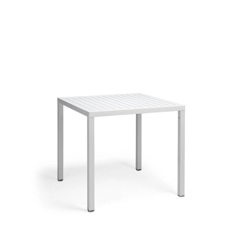 Cube Square Metal Outdoor Dining Table , 32'' in. W 32'' in. D, White