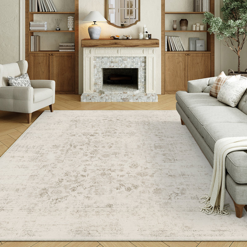 Tapis d'intérieur floral lavable à la machine avec envers antidérapant Suam, Rectangle 9 pi x 12 pi