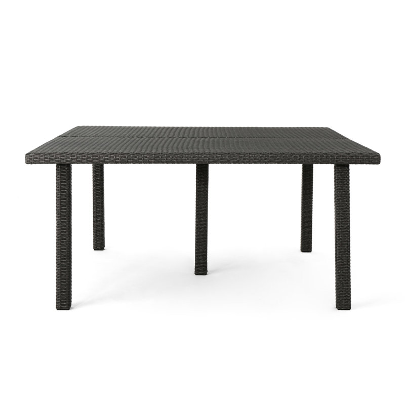Grey 64" Square Outdoor Dining Table - Over Iron Pillar Frame
