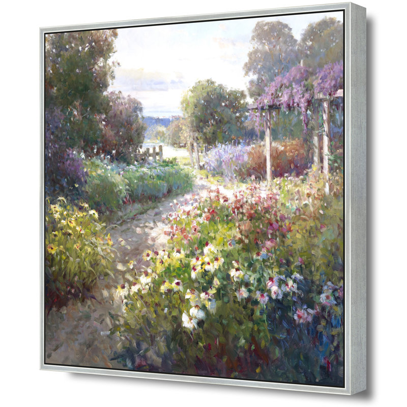 Path Through The Wisteria Garden Print, 47" H x 47" W, Silver