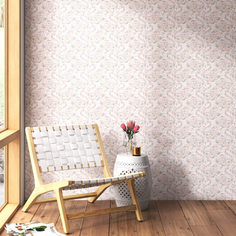 Rouleau de papier peint lisse L 216 po x l 20,5 po Saxon, Rose