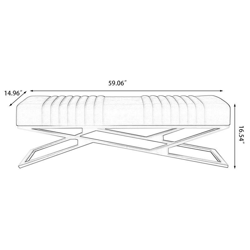 Banc rembourré, Gris clair