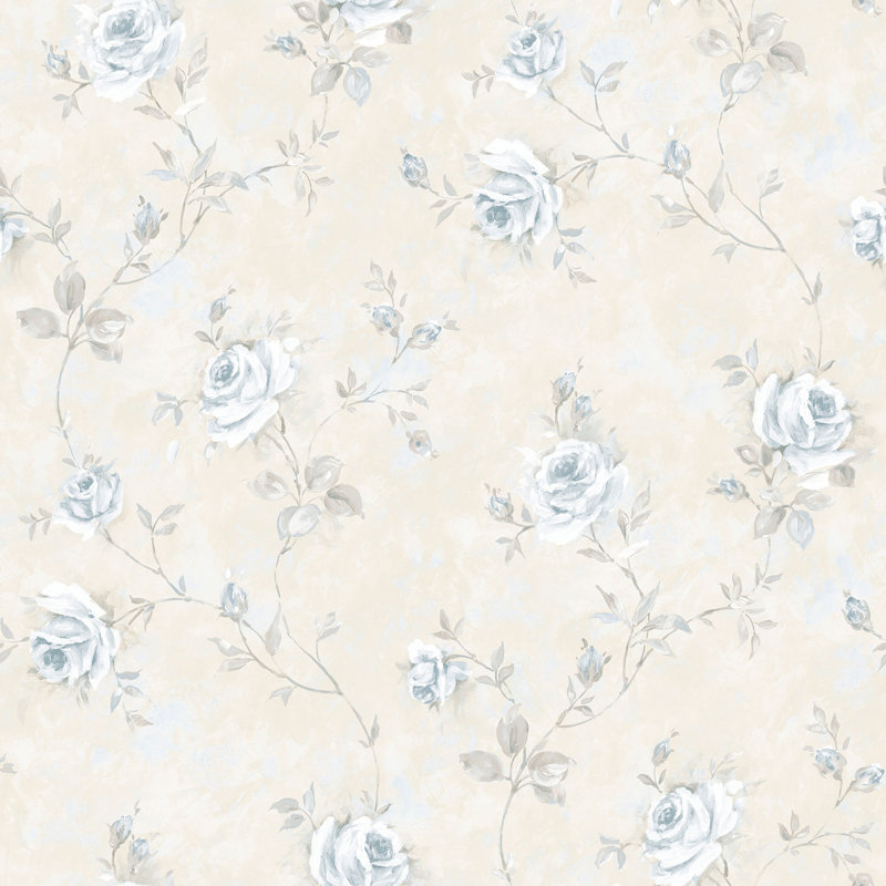 Makaila 10m x 53cm Matte Wallpaper Roll, Beige/Blue
