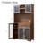 71" Tall Kitchen Pantry Cabinet Storage Cabinet with Charging Station, LED Lights, Glass Doors, Wine Storage and Adjustable Shelves-96319133
