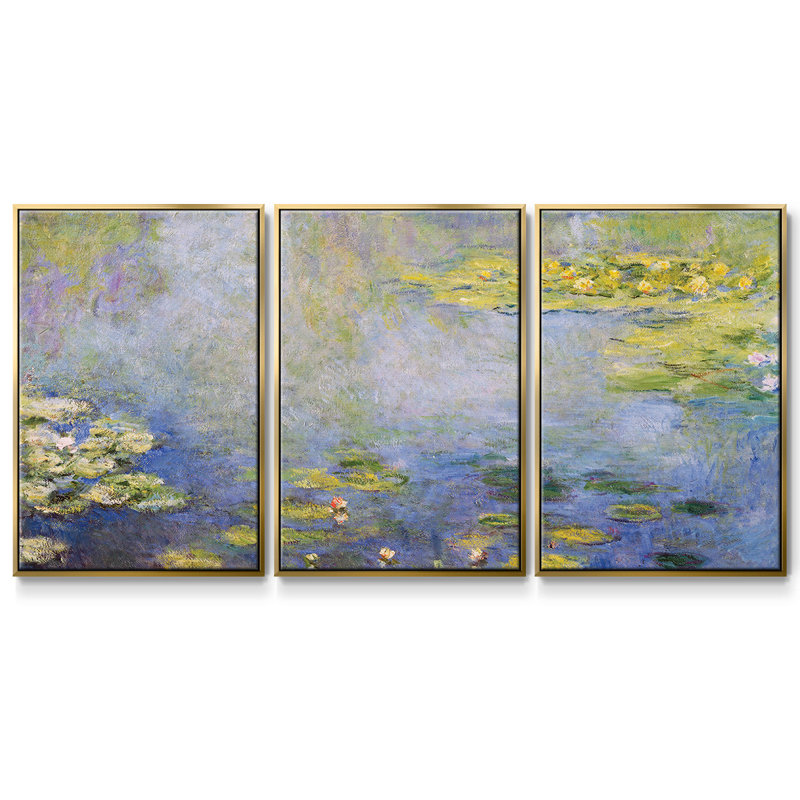 Nénuphars 3 pièces, H 40 po x l 78 po x P 2 po, Or