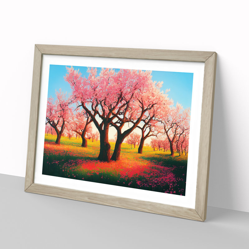 Desirable Spring Forest - Single Picture Frame Painting, 46cm H x 64cm W x 2cm D, Oak