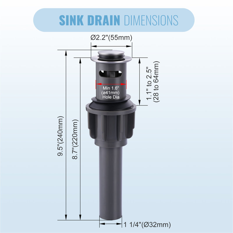 ABS Pop-up Bathroom Sink Drain with Overflow in Brushed Nickel, Brushed Nickel