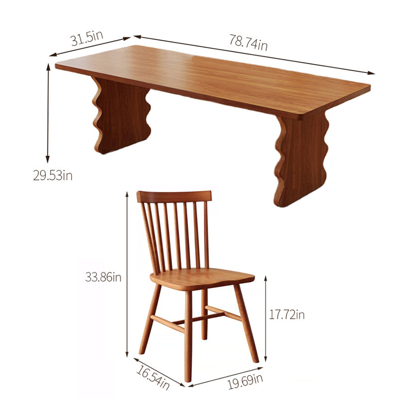 Rectangular Dining Set, 29.53"H x 78.74"L x 31.5"W