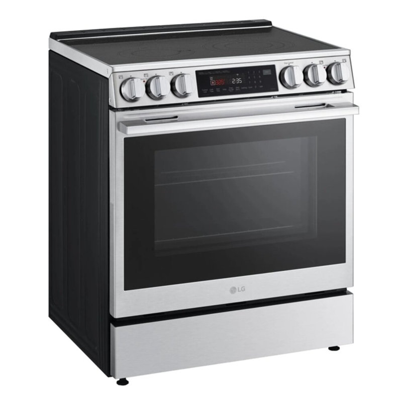 LG 6,3 pi³ Cuisinière électrique encastrée avec installation Instaview, ProBake Convection et friture, Black Stainless Steel