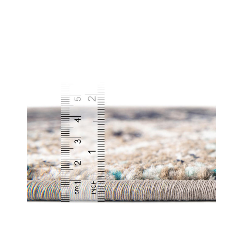 Tapis géométrique Llanet, Rectangle 2 pi x 3 pi 1 po, Bleu multicolore