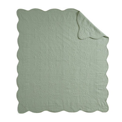 Jeté matelassé surdimensionné avec bords festonnés écume de mer 60 x 72 po