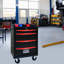 Coffre à outils de 20 po avec 4 tiroirs - Armoire métallique roulante, noir et rouge, acier, boîte en acier universelle, roues, espace pour outils supplémentaires