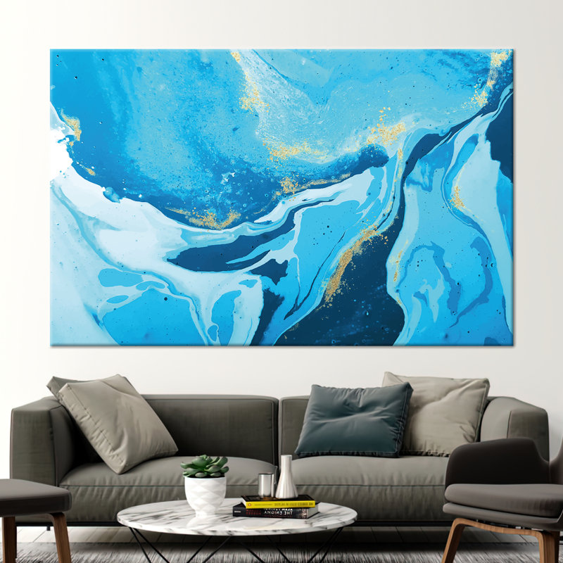 Modern Marble Artwork on Canvas with Shimmery Finish for Elegant Wall Decor, Wrapped Canvas, 60 cm H x 90 cm W