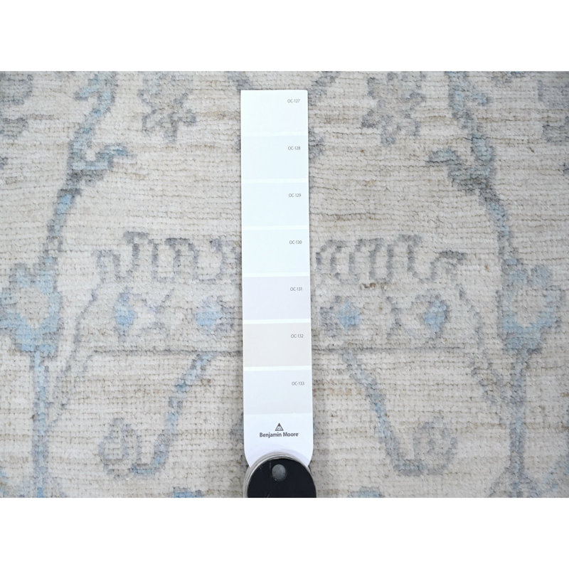 2'7" x 8'2" Nebulous White Hand Knotted Washed Out Peshawar Wool Runner Rug